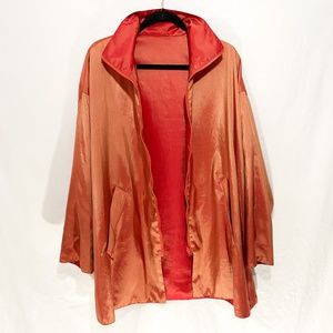 Mycra Pac One Donatella Burnt Orange Holographic Reversible Scuba Collar Jacket